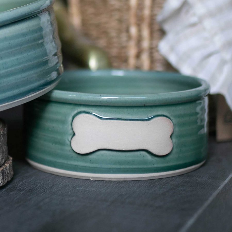 TBStoneware Dog Bowls in aqua